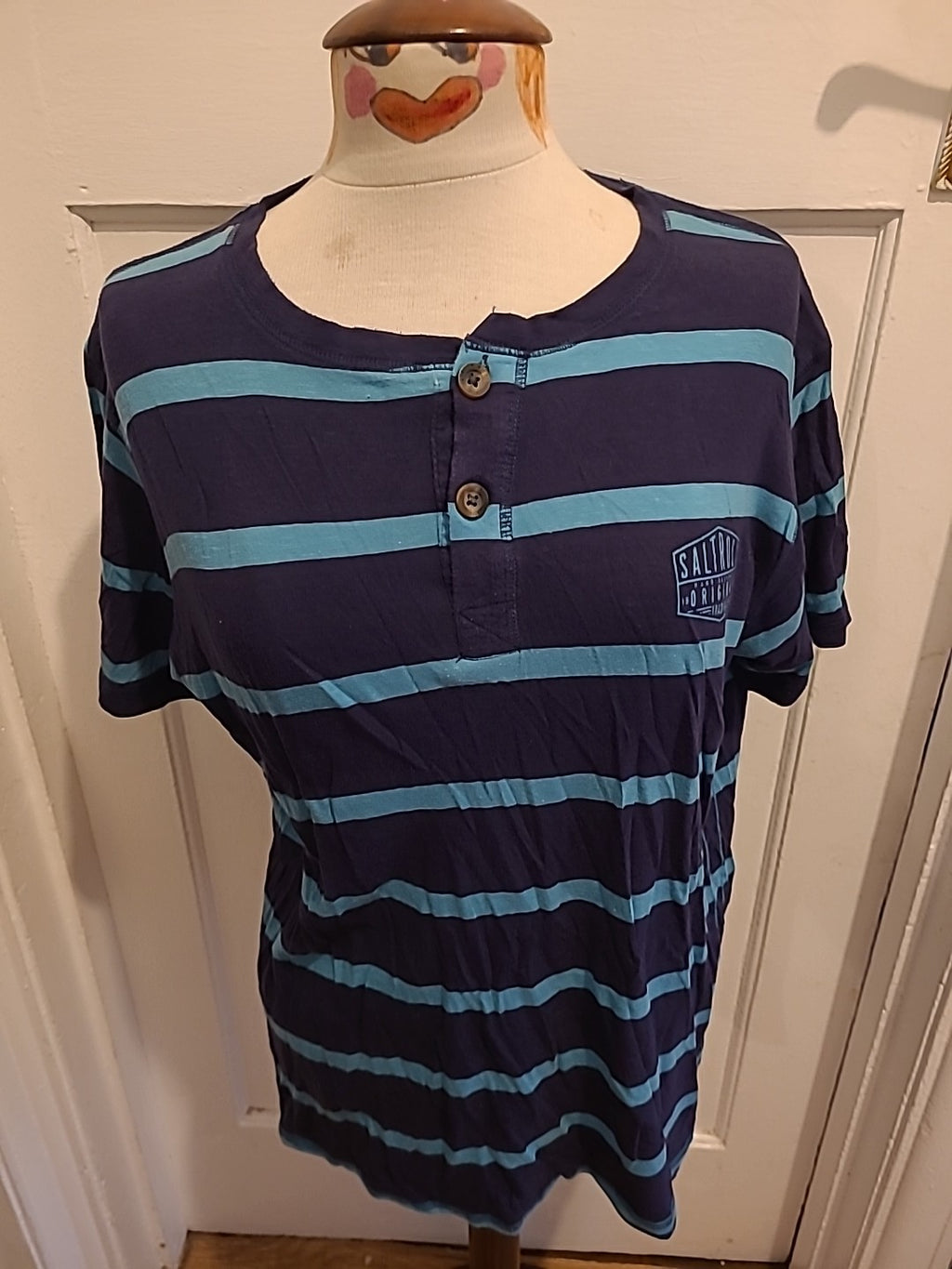 Mens Saltrock Size Large Navy And Blue Striped Tshirt