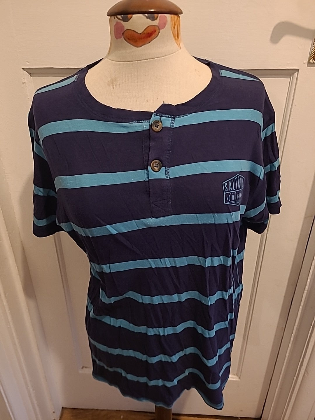 Mens Saltrock Size Large Navy And Blue Striped Tshirt