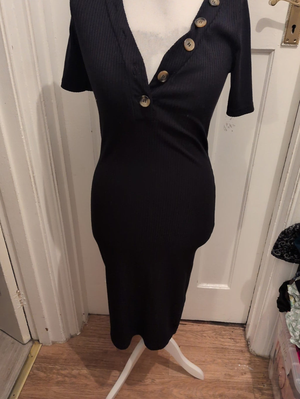 New Look Maternity 12 Black Short Sleeve Midi Dress