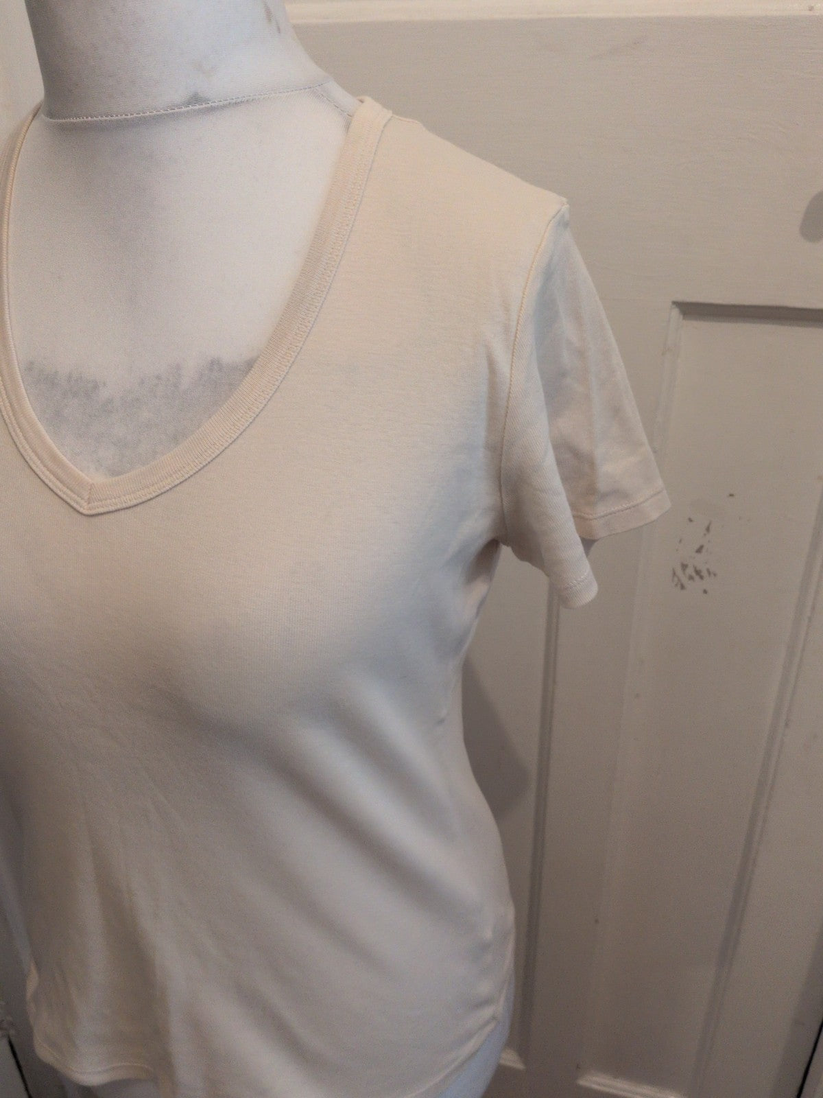 Ladies Marks And Spencer 14 Dark Cream Short Sleeve T-shirt