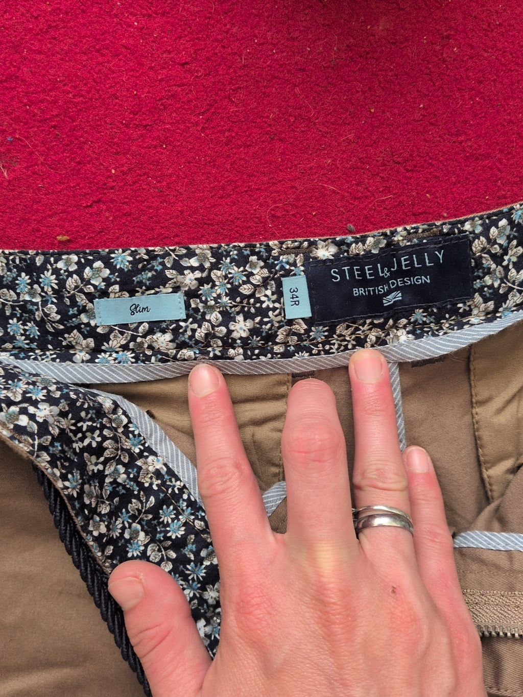 Steel & Jelly 34R Slim Fit Brown Chinos Trousers