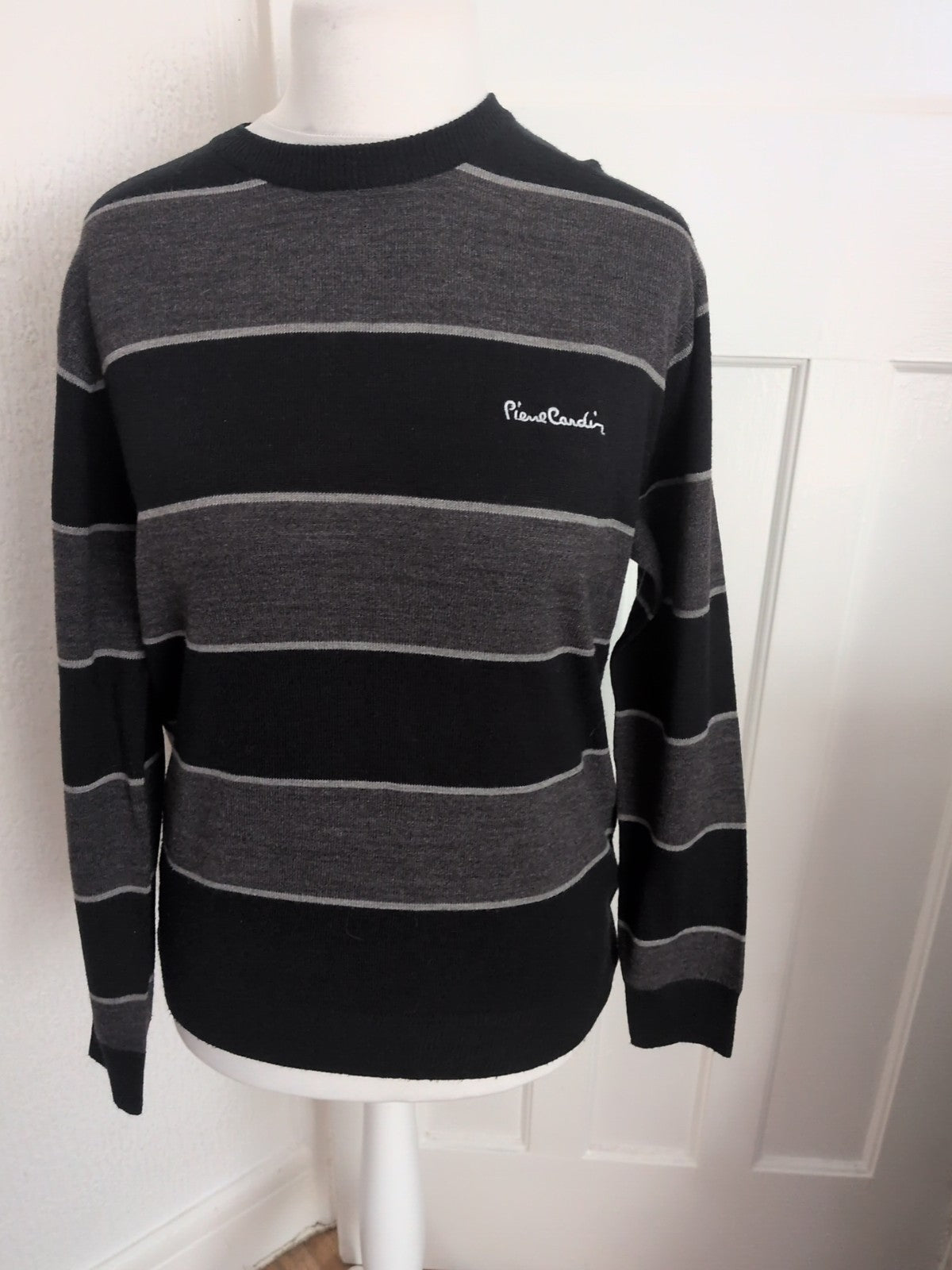 Pierre Cardin Small Black/Grey Stripe Long Sleeve Jumper