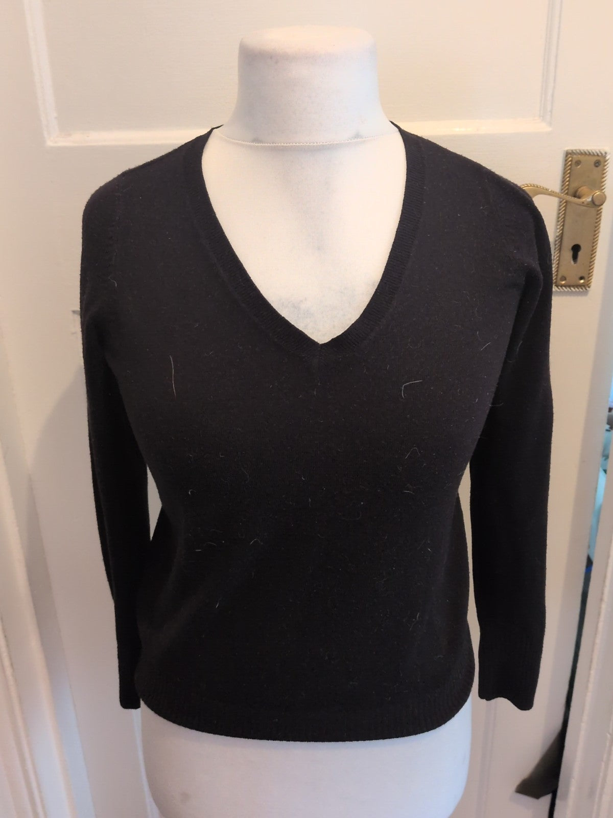 Ladies M&S Collection Size 8 Black Ribbed Hem Jumper Pullover
