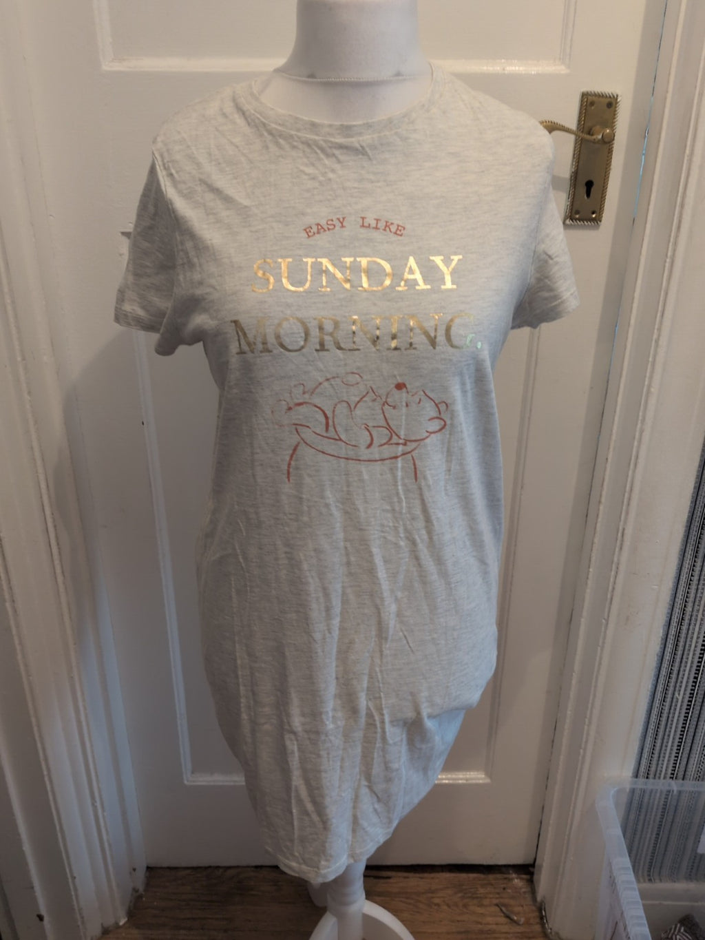 TU Disney 12 Grey Winnie The Pooh Print Short Sleeve Nighty