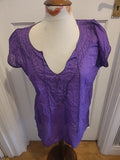 Ladies Riviera Size M/L Purple Detail Around Neck Short Sleeved Tshirt