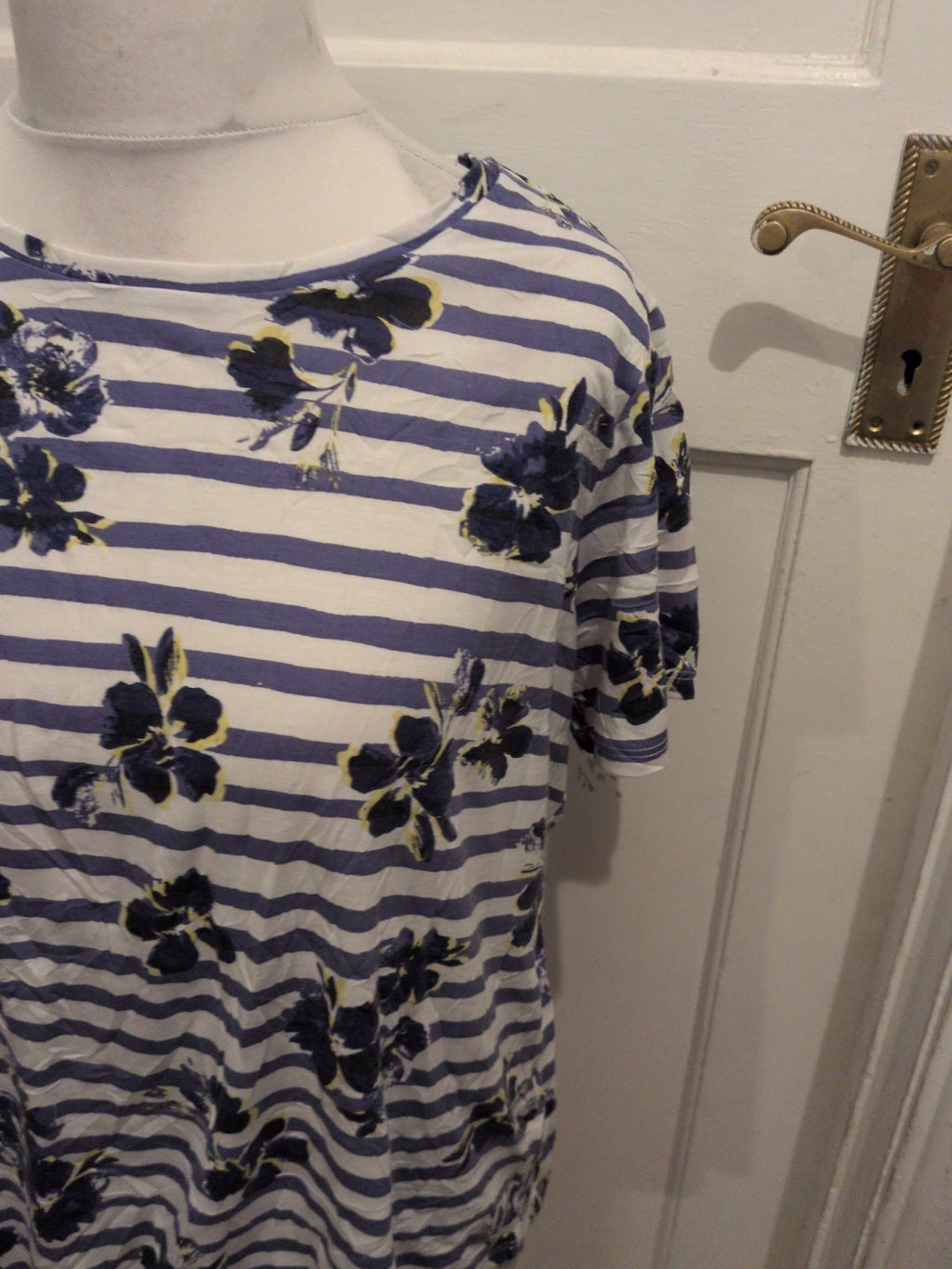 Marks And Spencer 22 Violet Blue Floral Short Sleeve T-shirt
