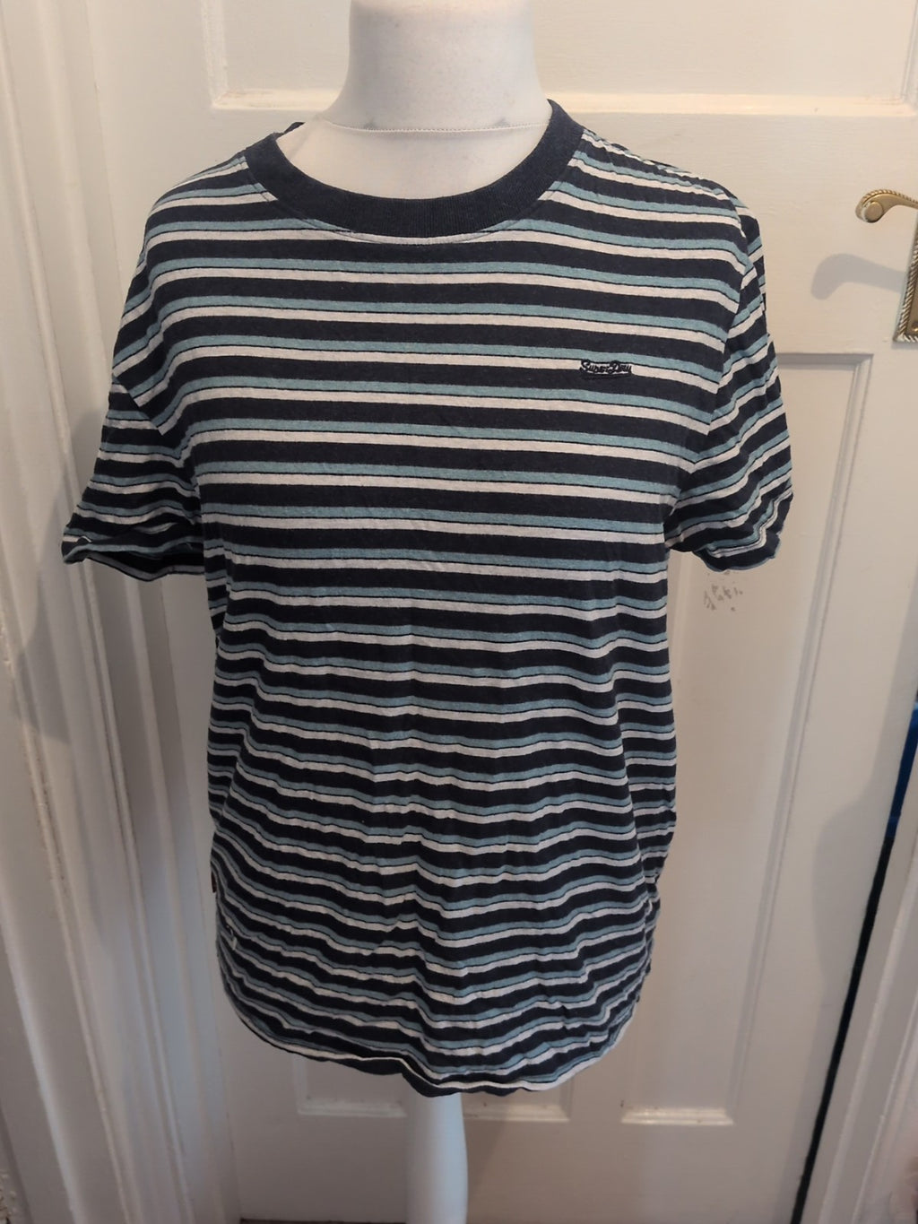 Superdry Oxford Street Large Navy/Blue/White Stripe Short Sleeve T-shirt