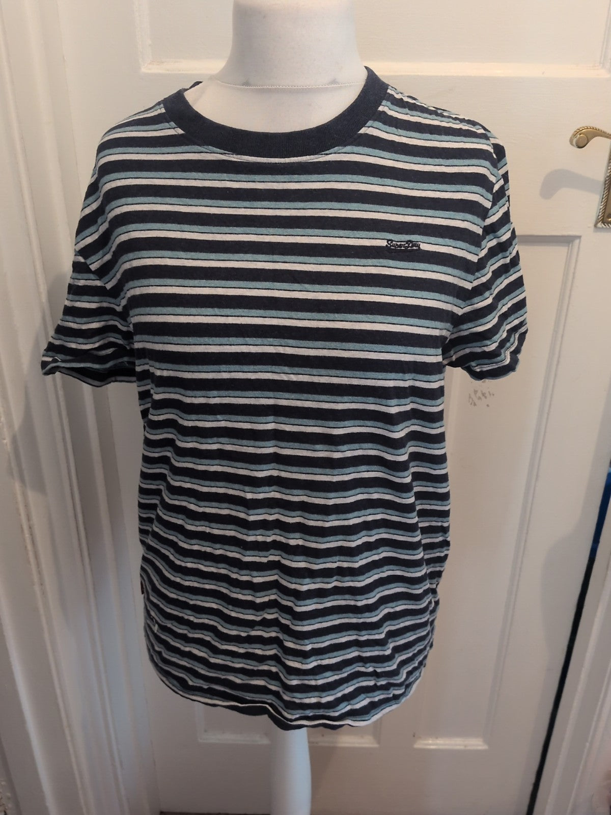 Superdry Oxford Street Large Navy/Blue/White Stripe Short Sleeve T-shirt