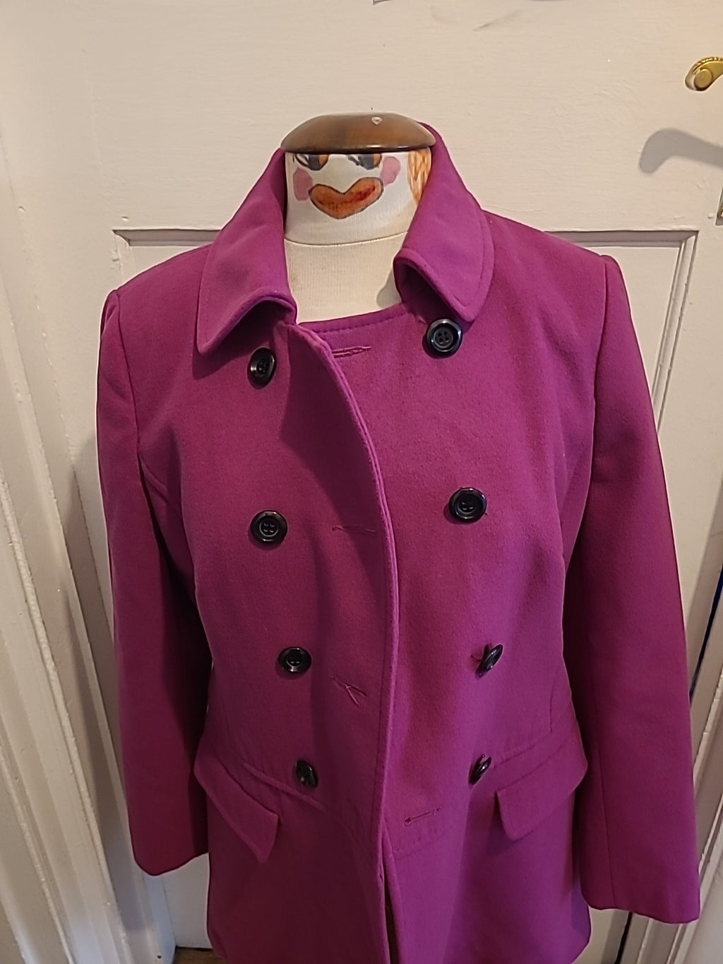 Ladies Dorothy Perkins Size 12 Purple With Black Lining Collared Jacket