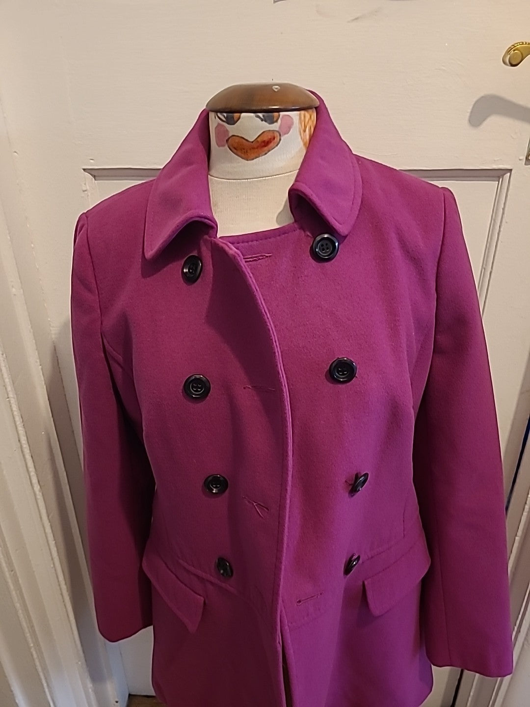 Ladies Dorothy Perkins Size 12 Purple With Black Lining Collared Jacket