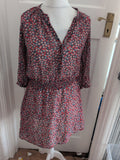 Gap Small Semi See Through Multicoloured Fit And Flare Dress 3/4 Sleeve
