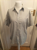 Mens St Michael Size 16" Grey Fine Line Stripe Short Sleeved Shirt