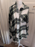 George 20 Green And White Long Sleeve Buttoned Blouse