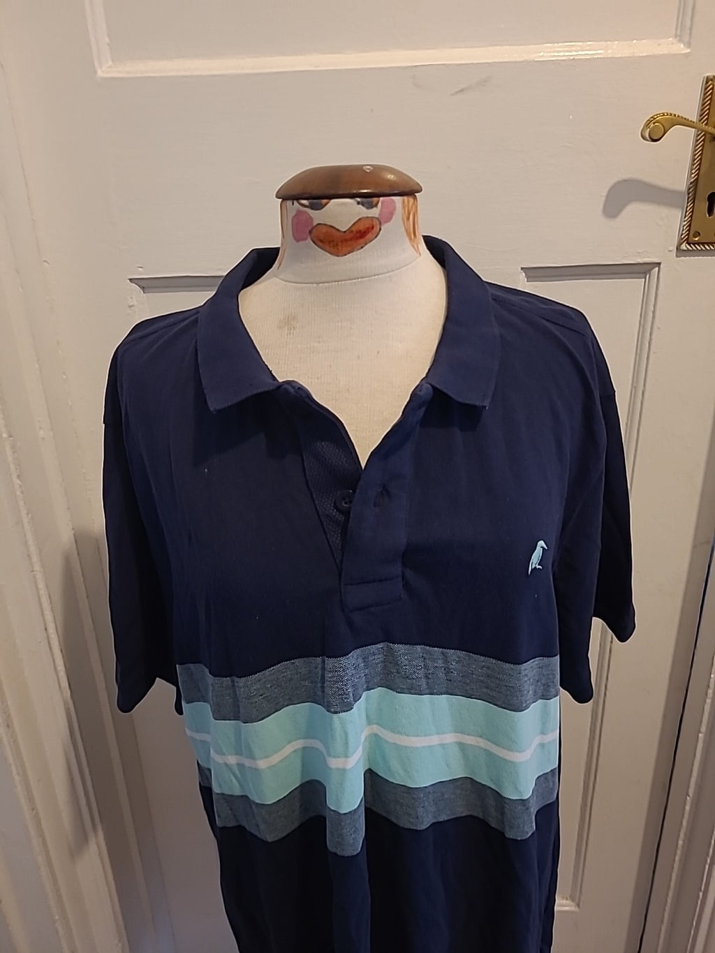 Mens Croxley Size 2XL Navy/Turquoise Short Sleeved Polo