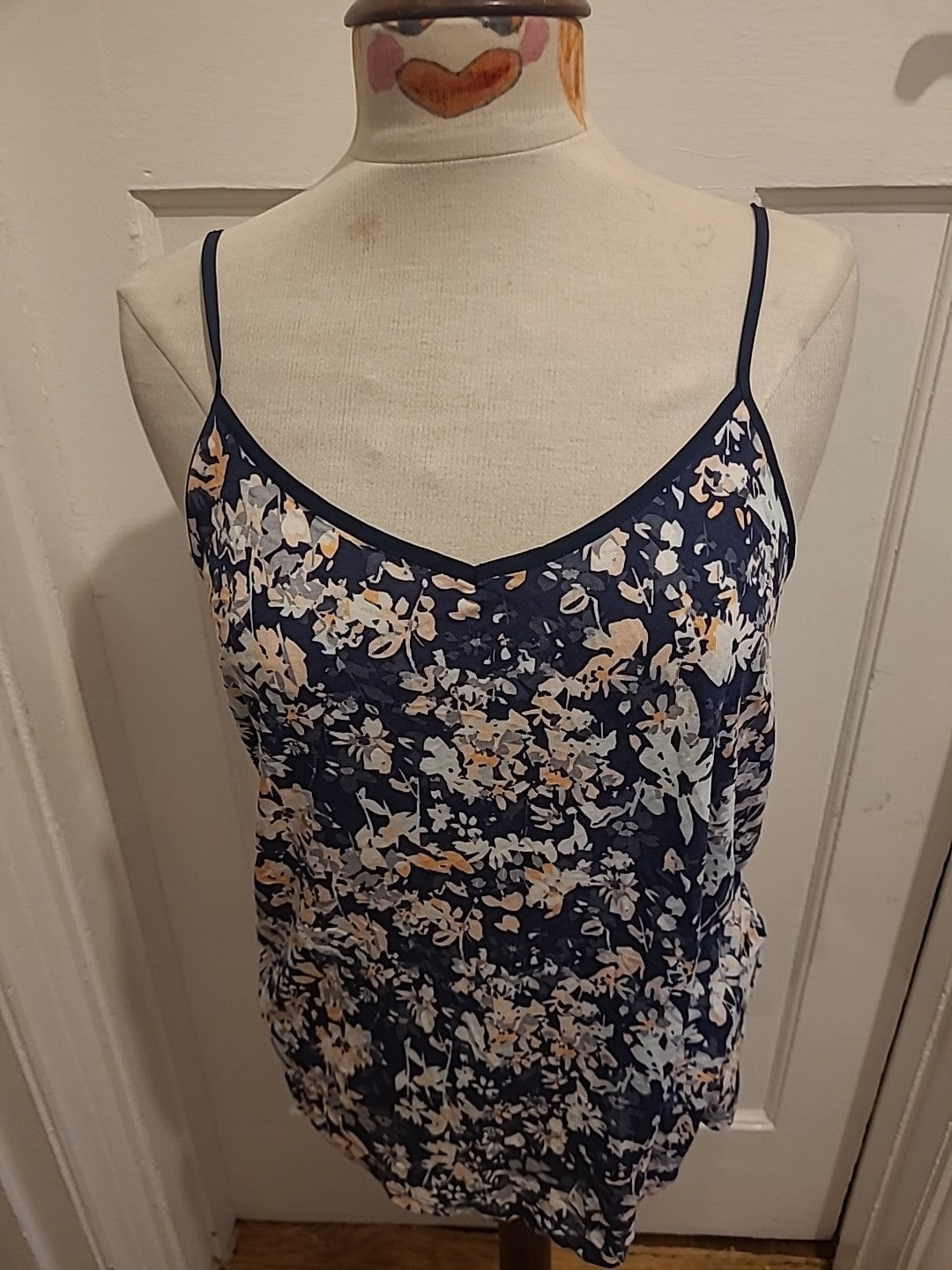 Ladies Next Size 10 Navy Floral Sleeveless Pyjama Top