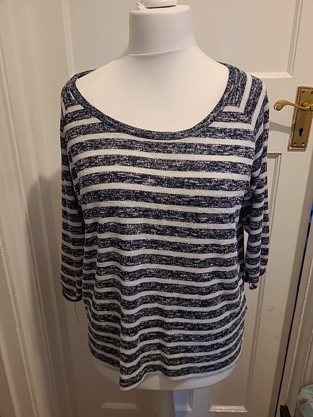 Ladies Tu Size 16 Black Fleck Striped Long Sleeved Blouse