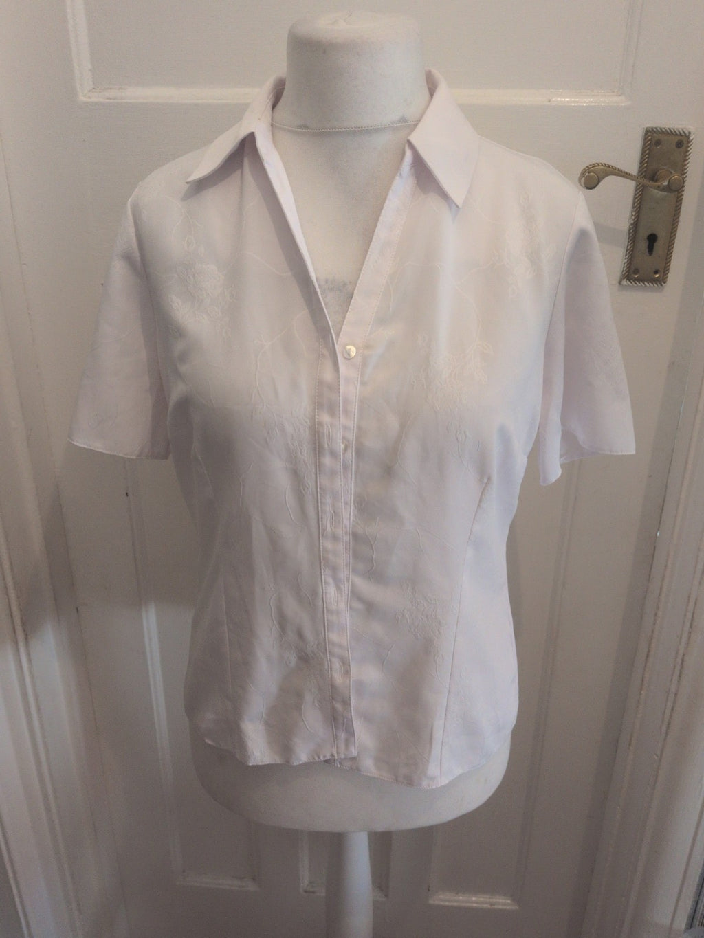 BHS 12-14 White Collared Short Sleeve Shirt