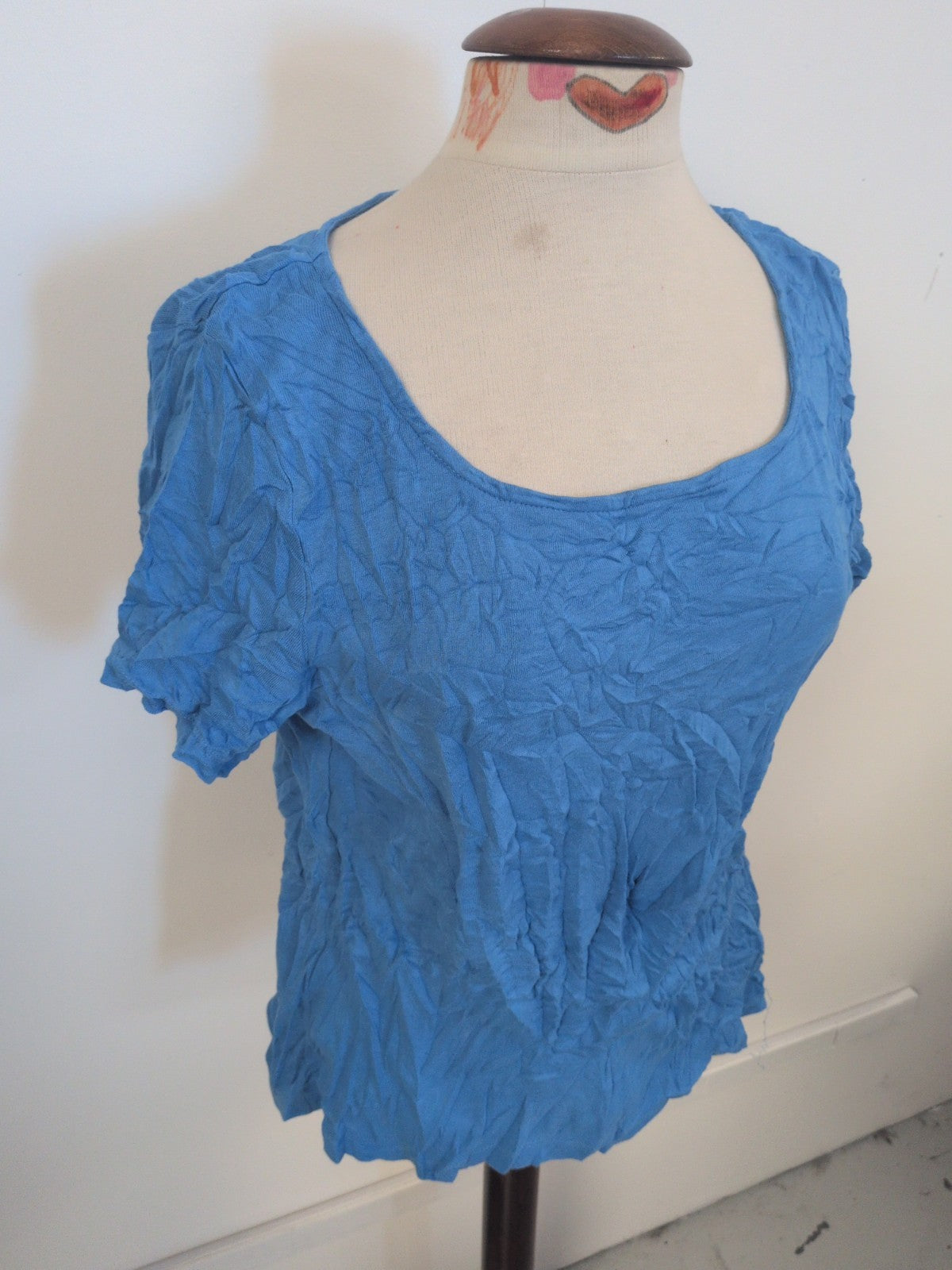Ladies Bonmarche Size 16 Blue Shirt Sleeve Plain T-shirt