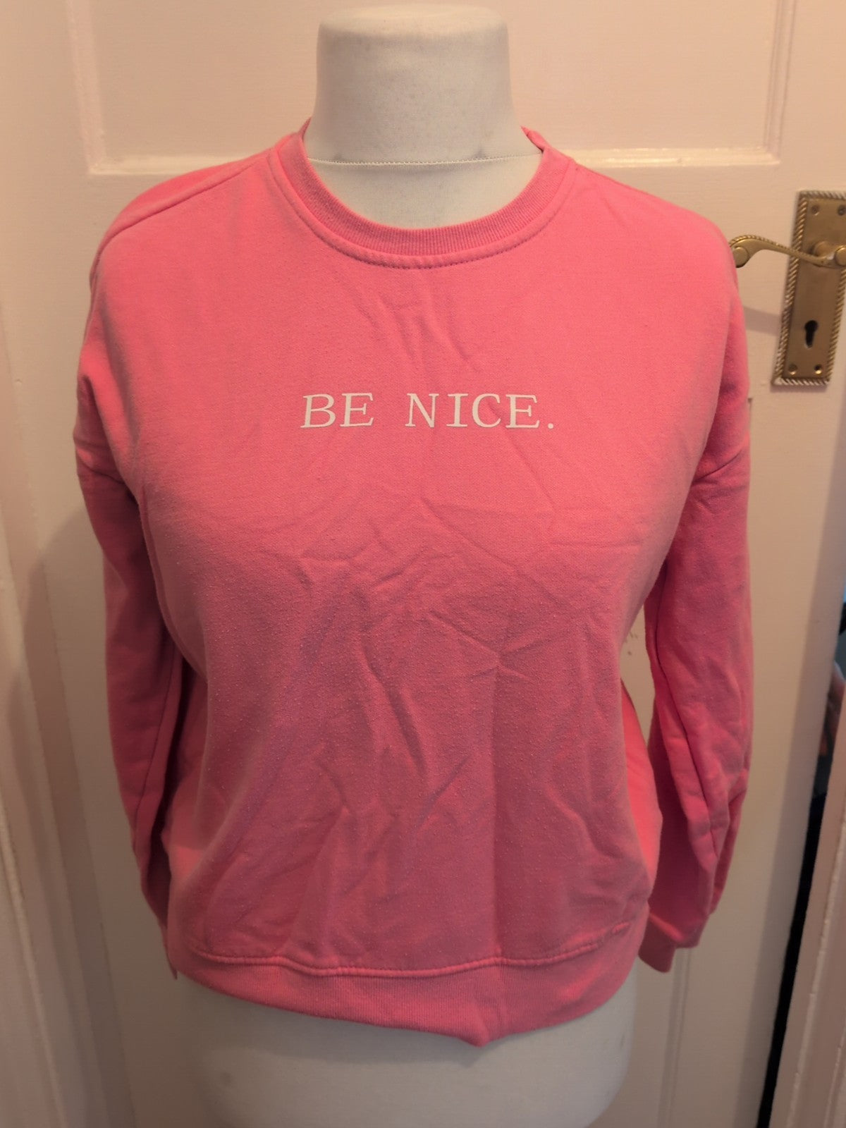 Ladies Size Medium Pink Long Sleeved Be Nice Jumper