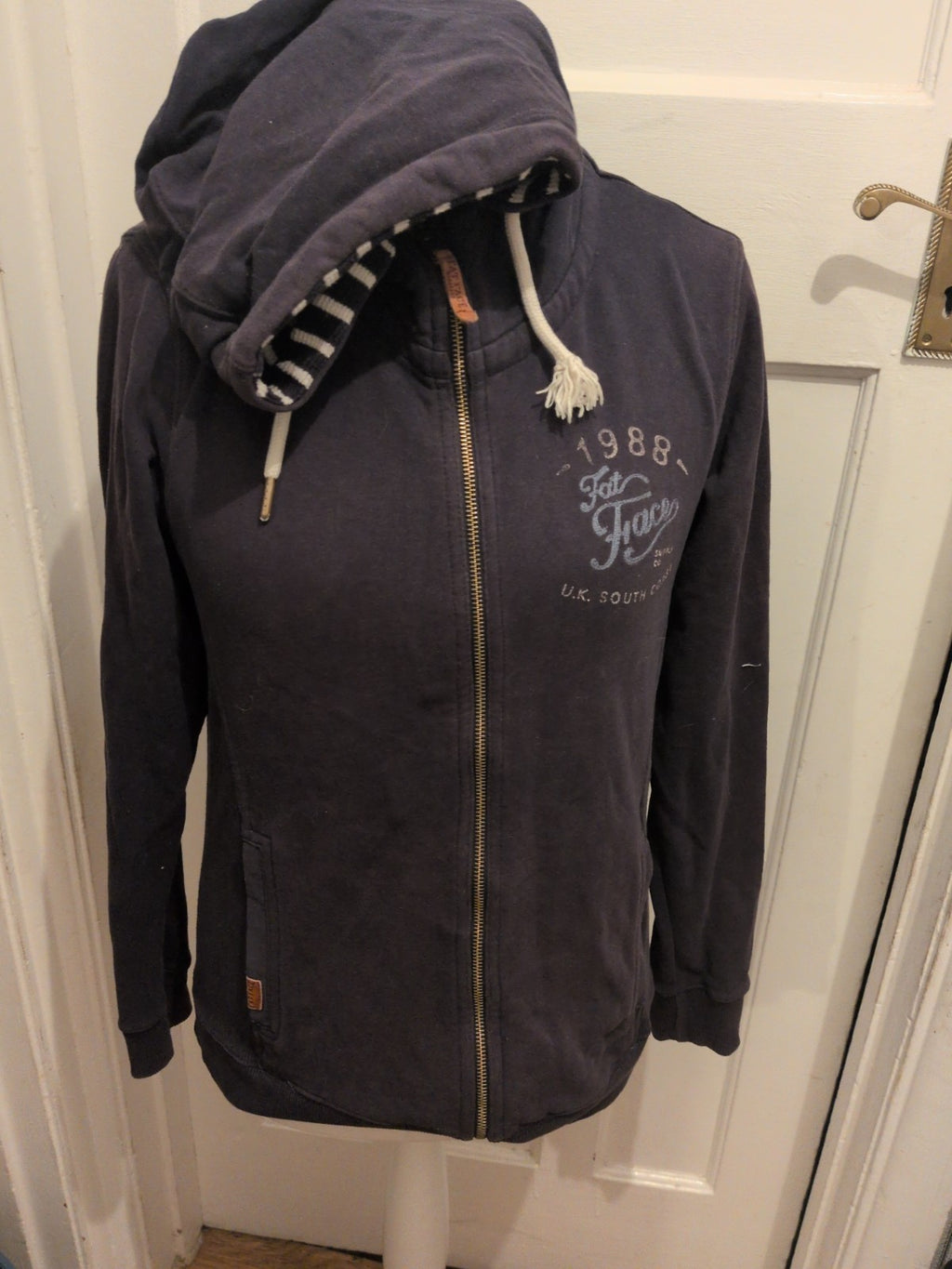 Ladies Fatface Size 14 Navy Full Zip Hoodie