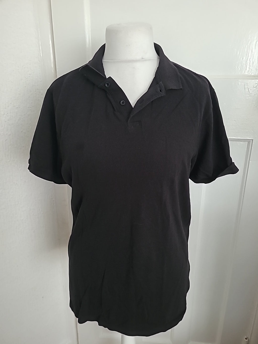 Mens Primark Size L Black Short Sleeved Plain Polo