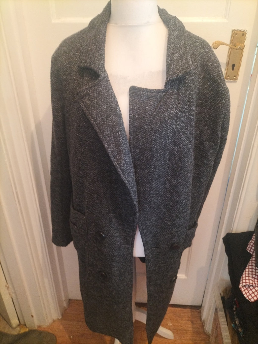 Boohoo Man Large Grey Fleck Lined Long Length Jacket