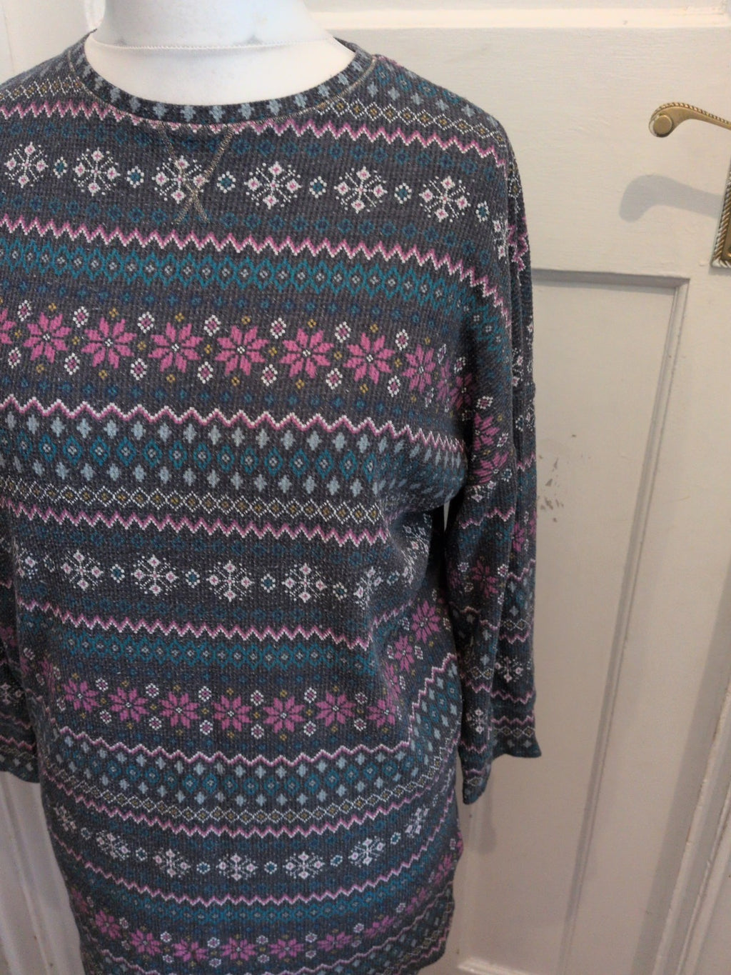 Marks And Spencer Small Multicoloured Pattern 3/4 Sleeve Dress Bobbling
