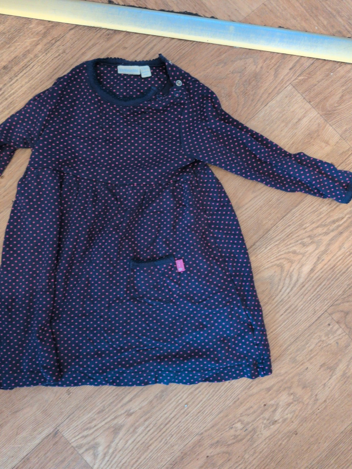 JoJo Maman Bebe 2-3 Years Navy And Pink Spot Dress