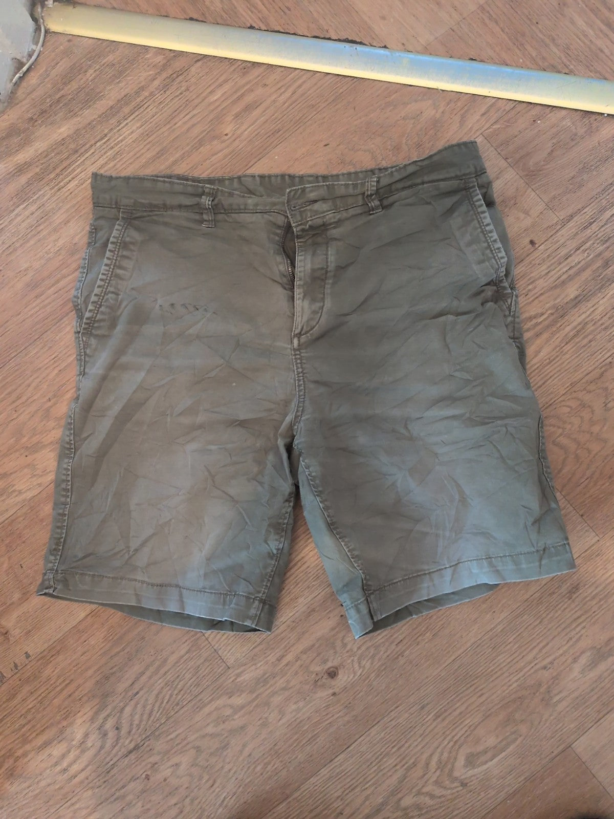 John Lewis 36" Green Shorts Chino Heavy Faded Mark On Front