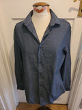 Mens George Size 15.5" Regular Fit Navy/Silver Fleck Long Sleeved Shirt
