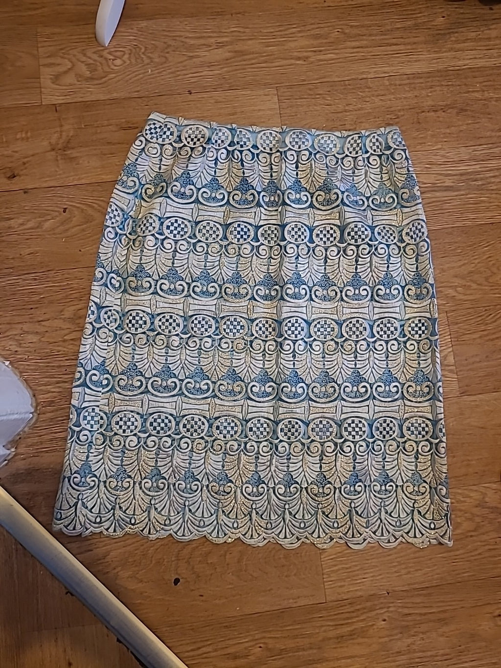 Ladies Size Large Aqua Gold See Through Skirt
