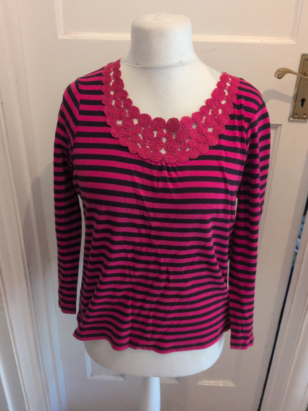 Maine New England 16 Pink Stripe Long Sleeve Blouse