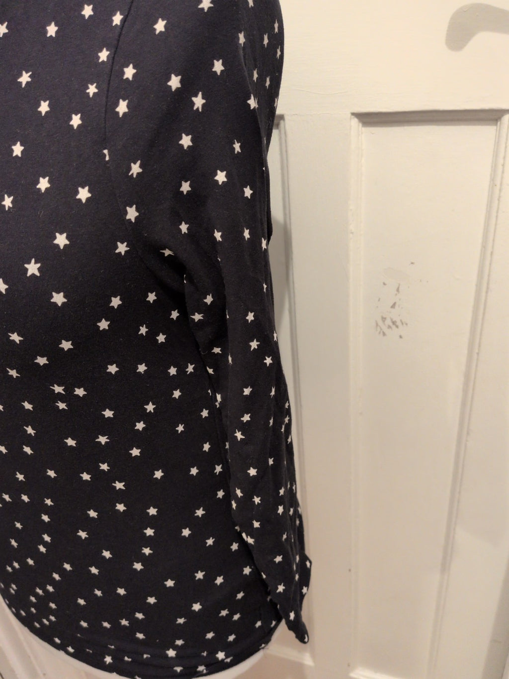 M&S Collection 12 Black And White Star Long Sleeve Pyjama Top