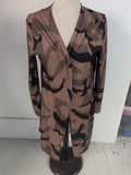 Medium Brown And Beige Camo Pattern Long Sleeved Cardigan