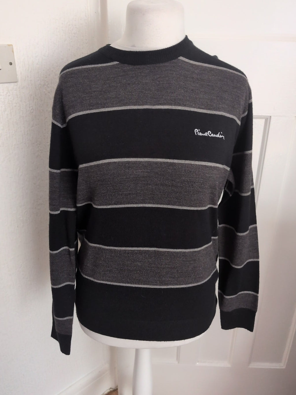 Pierre Cardin Small Black/Grey Stripe Long Sleeve Jumper
