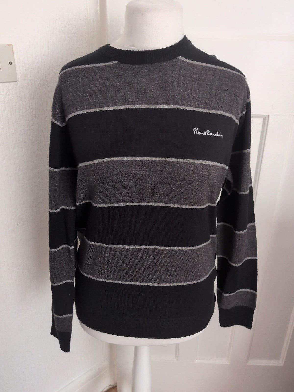 Pierre Cardin Small Black/Grey Stripe Long Sleeve Jumper