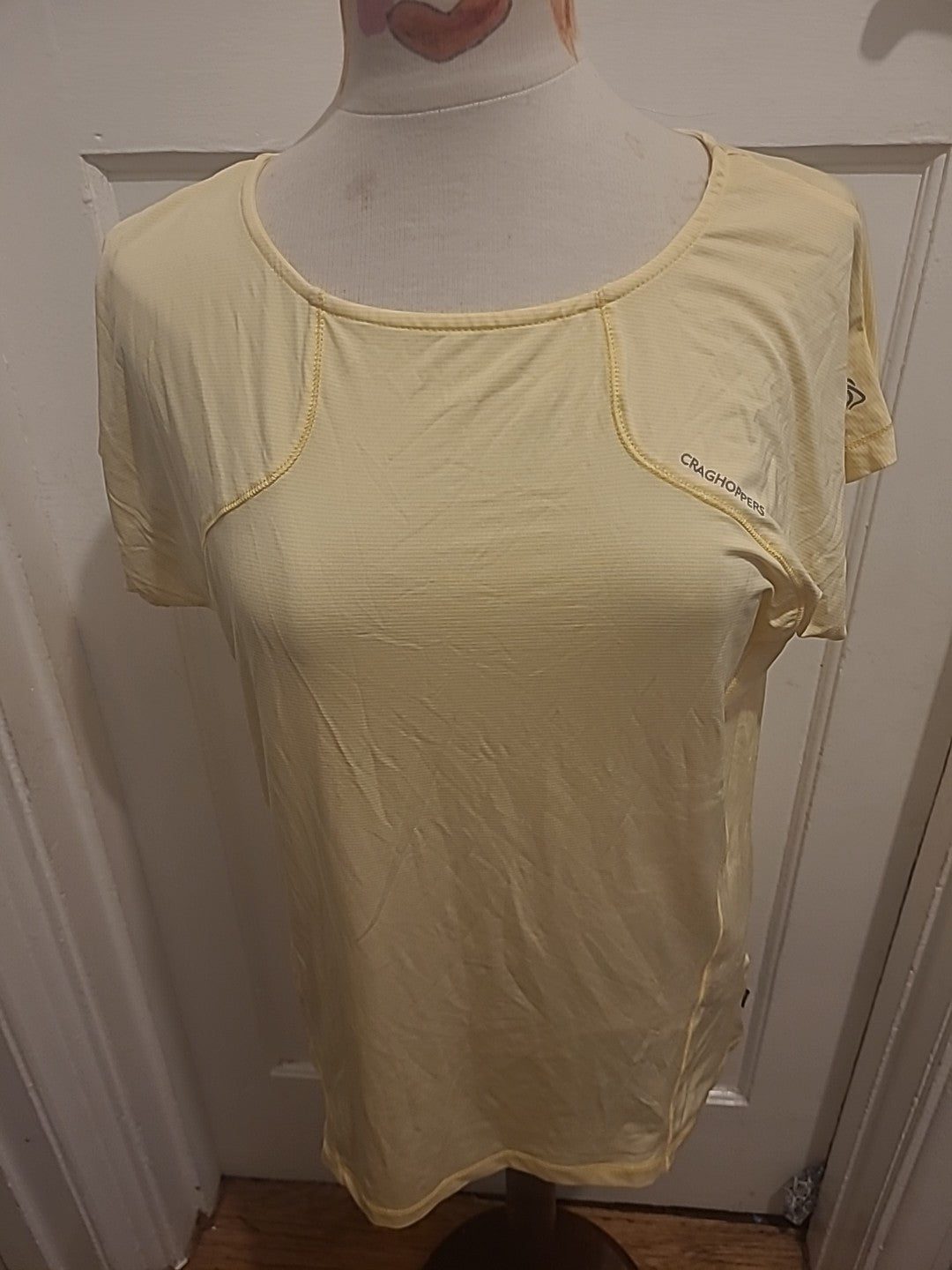 Ladies Craighoppers Size 16 Yellow/White Striped Short Sleeved Tshirt