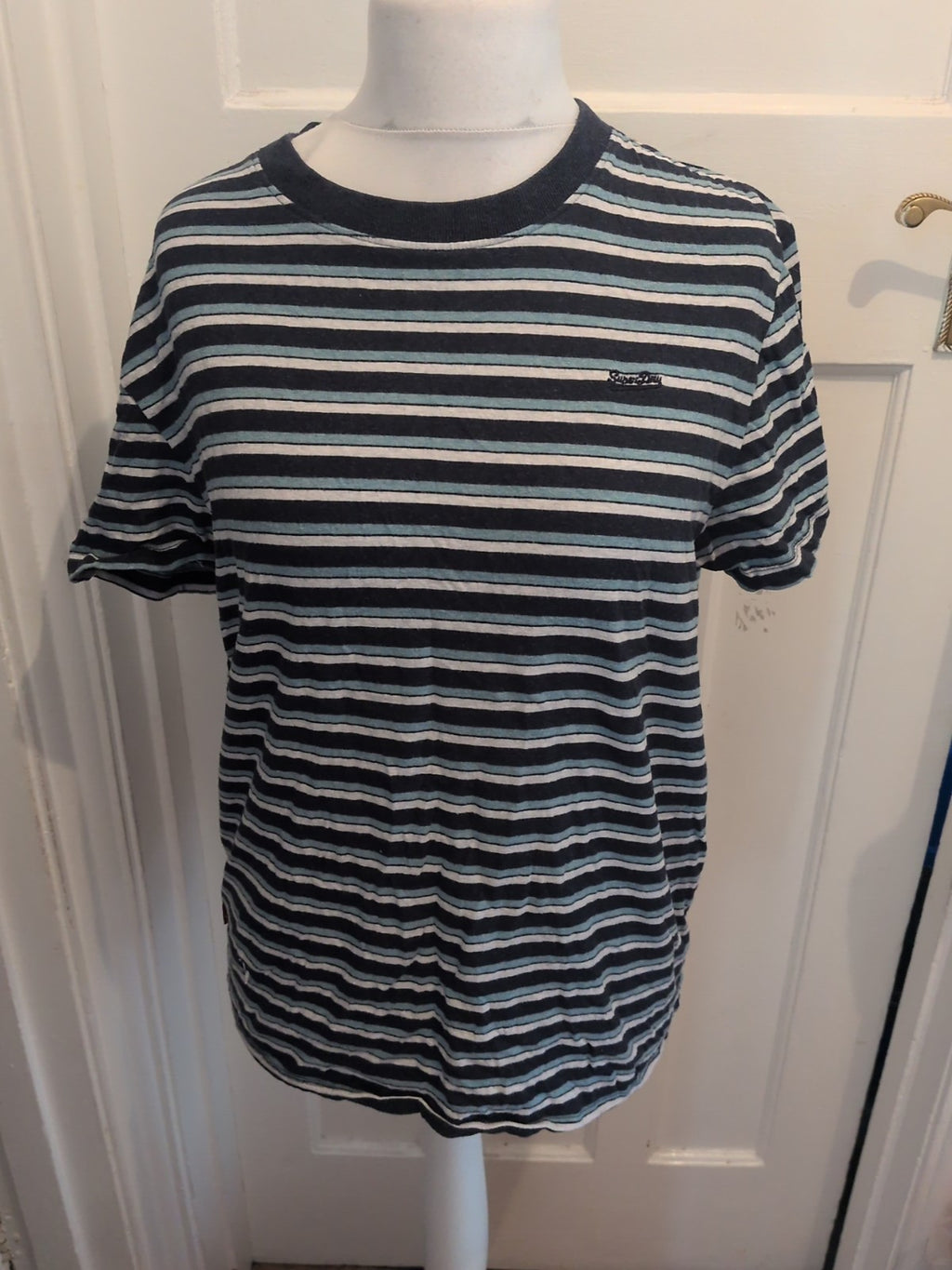 Superdry Oxford Street Large Navy/Blue/White Stripe Short Sleeve T-shirt