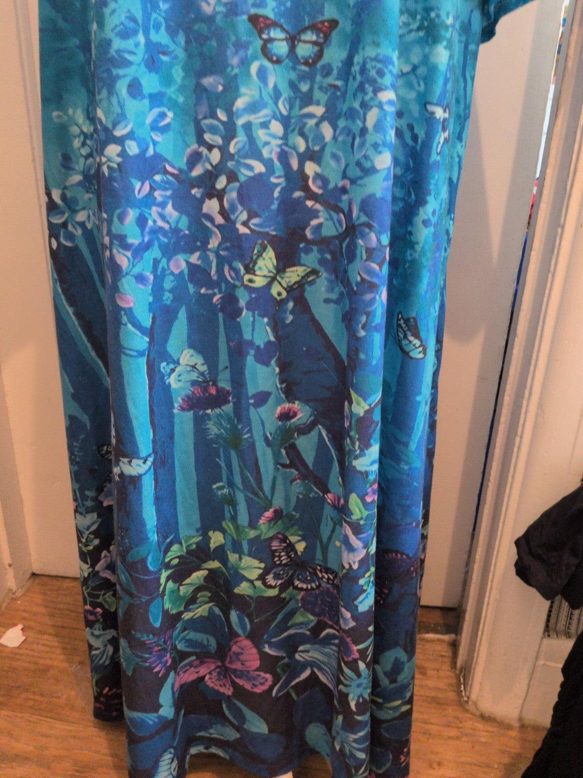 Ladies 7XL Turquoise Floral Short Sleeve Dress Midi