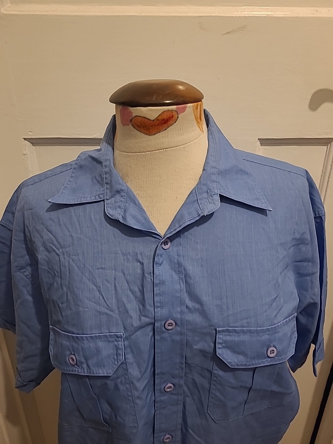 Mens Essentials Size M Blue Short Sleeved Shirt
