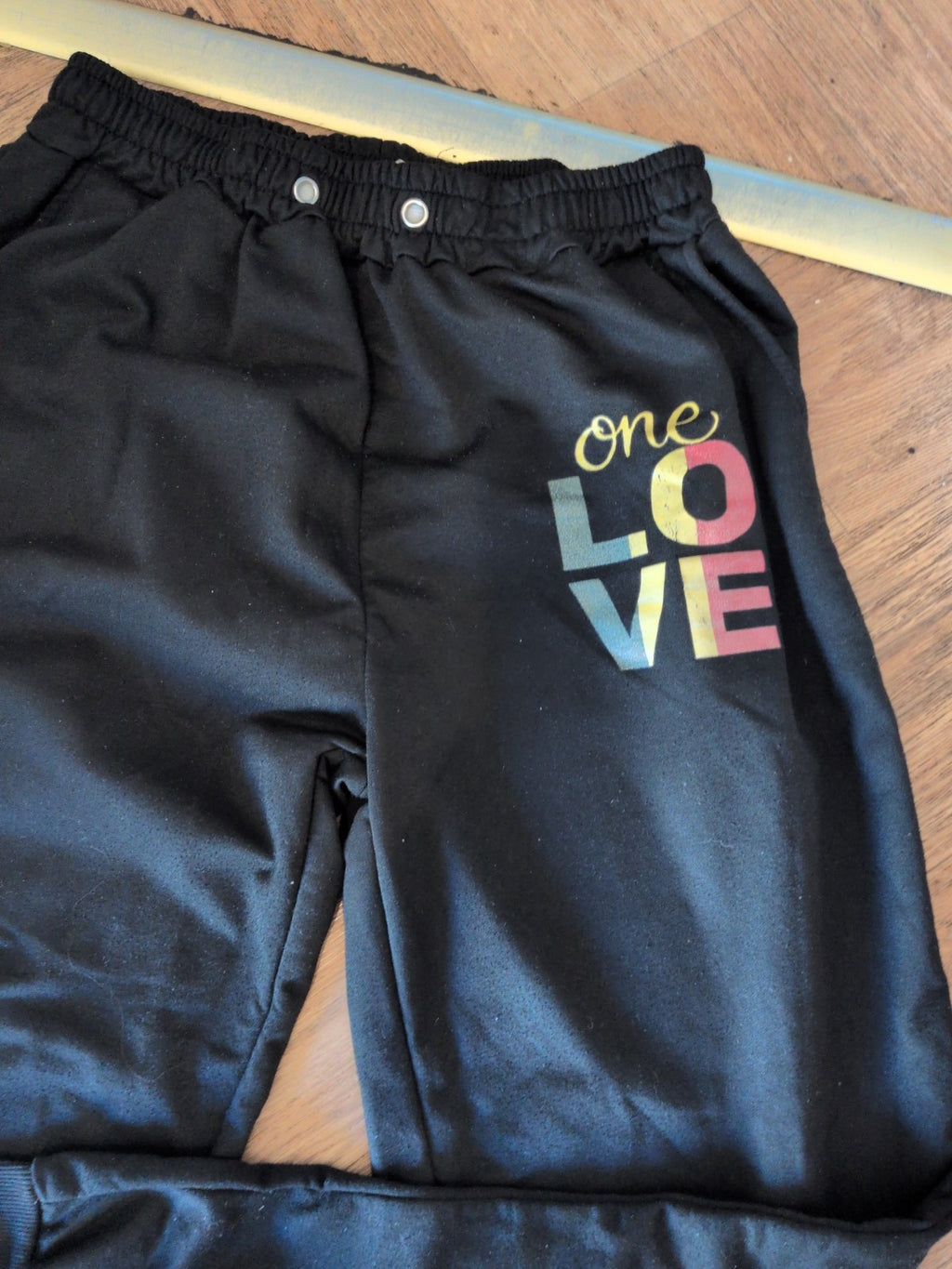XL Ladies Black Elasticated Joggers (One Love) *