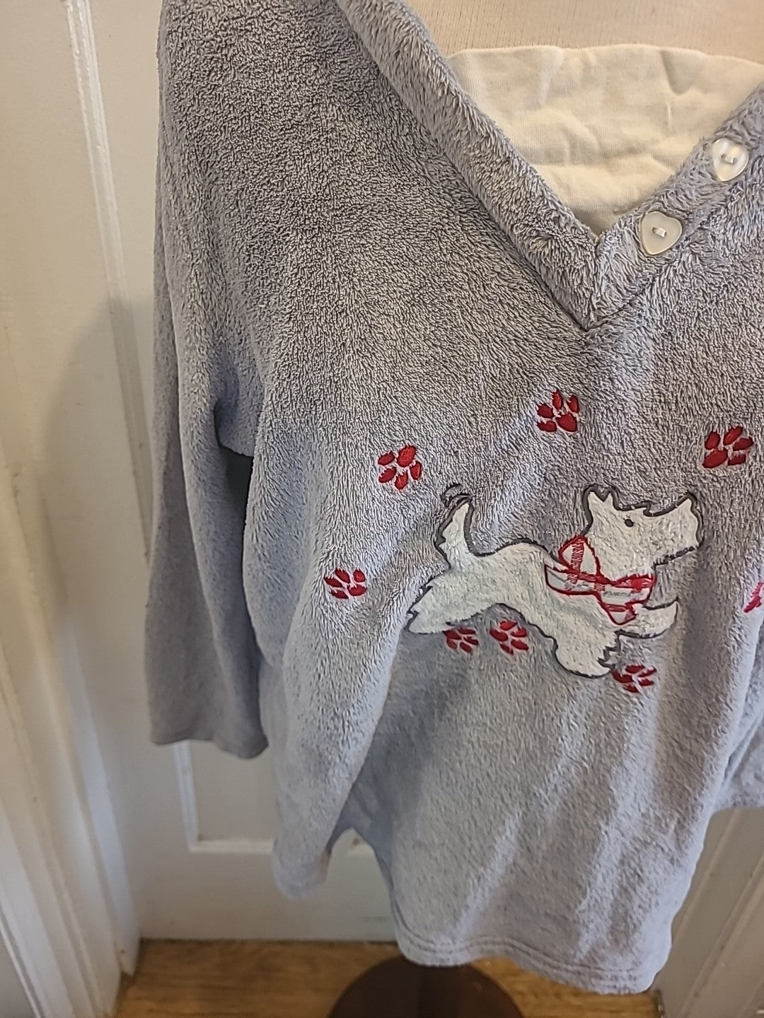 Ladies Damart Size Large Grey Dog Design Pyjama Top