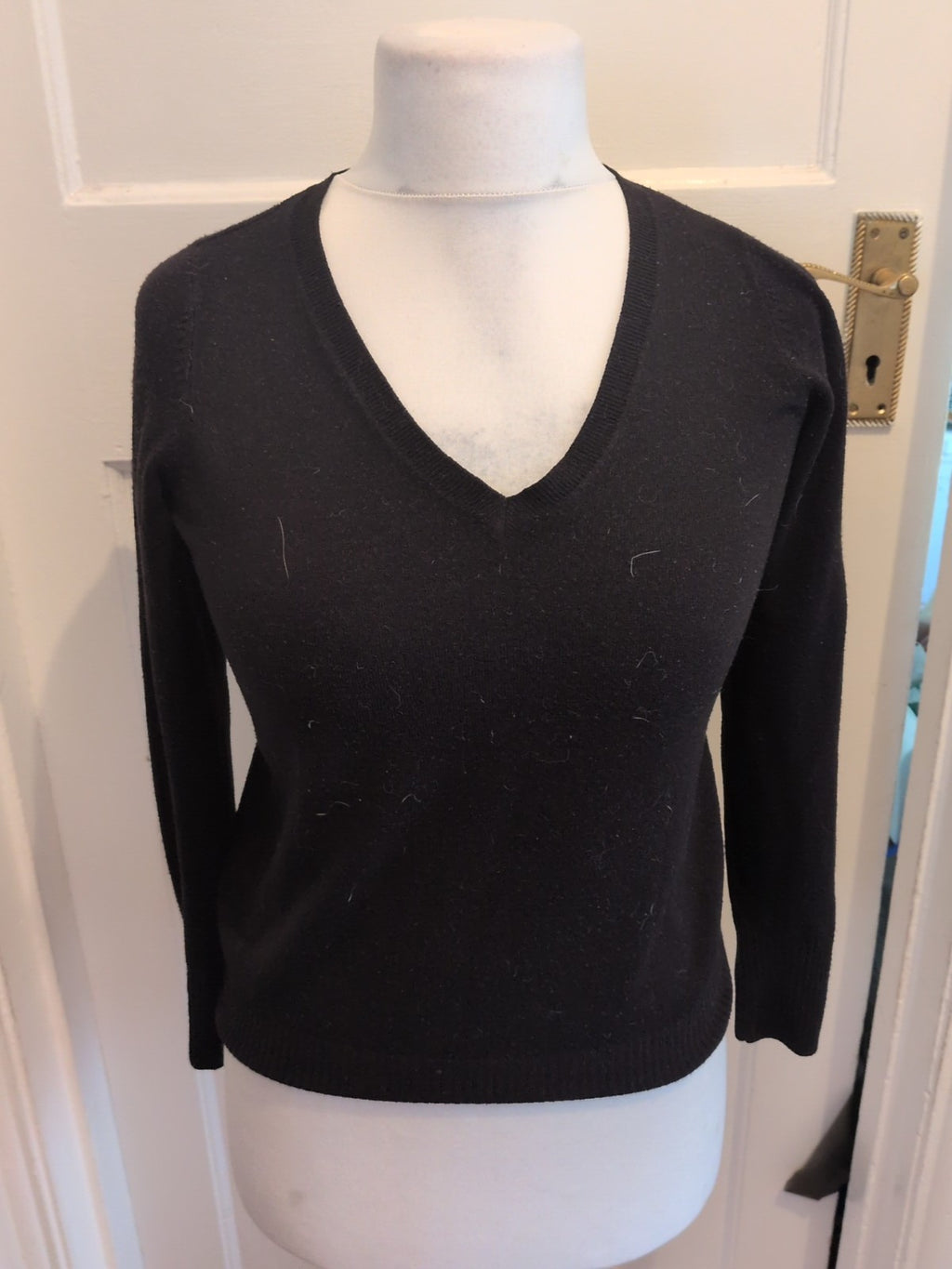 Ladies M&S Collection Size 8 Black Ribbed Hem Jumper Pullover