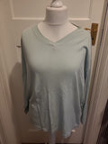Ladies Pearl Size 22-24 Pale Blue V Neck Jumper