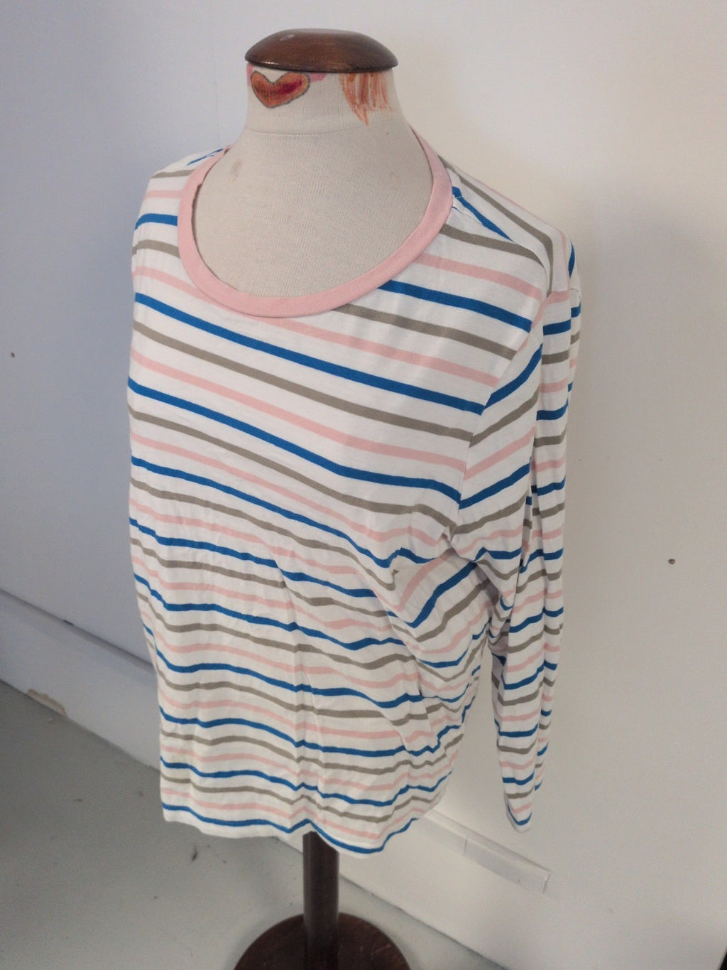 M&S Collection 20 Pink Stripe Long Sleeve T-shirt