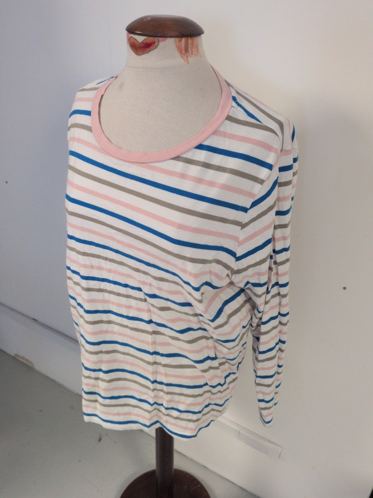M&S Collection 20 Pink Stripe Long Sleeve T-shirt