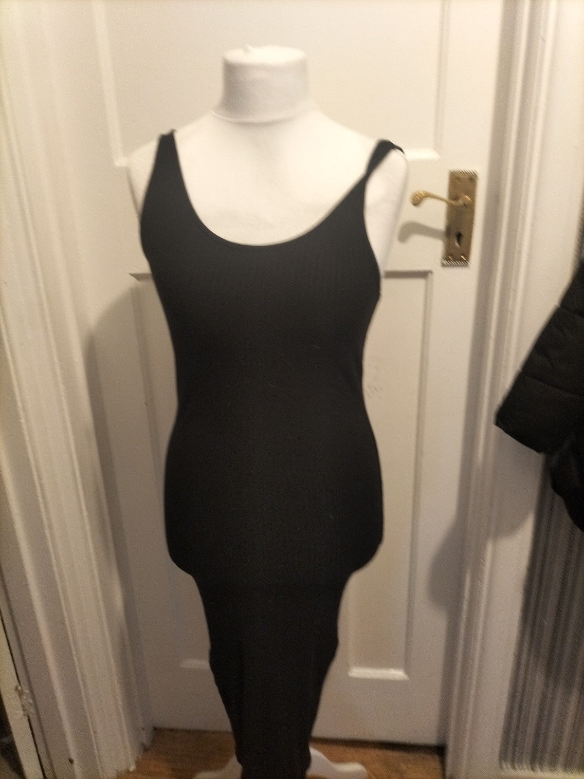 Ladies H&M Size Small Black Ribbed Sleeveless Long Length Pencil Dress