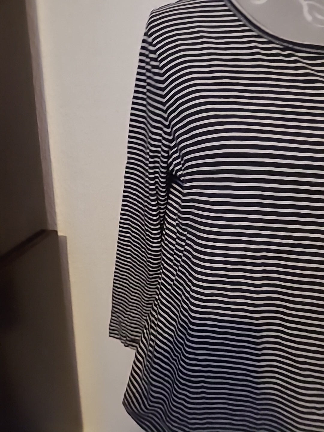 Ladies Espirit Small Striped Long Sleeved Blouse