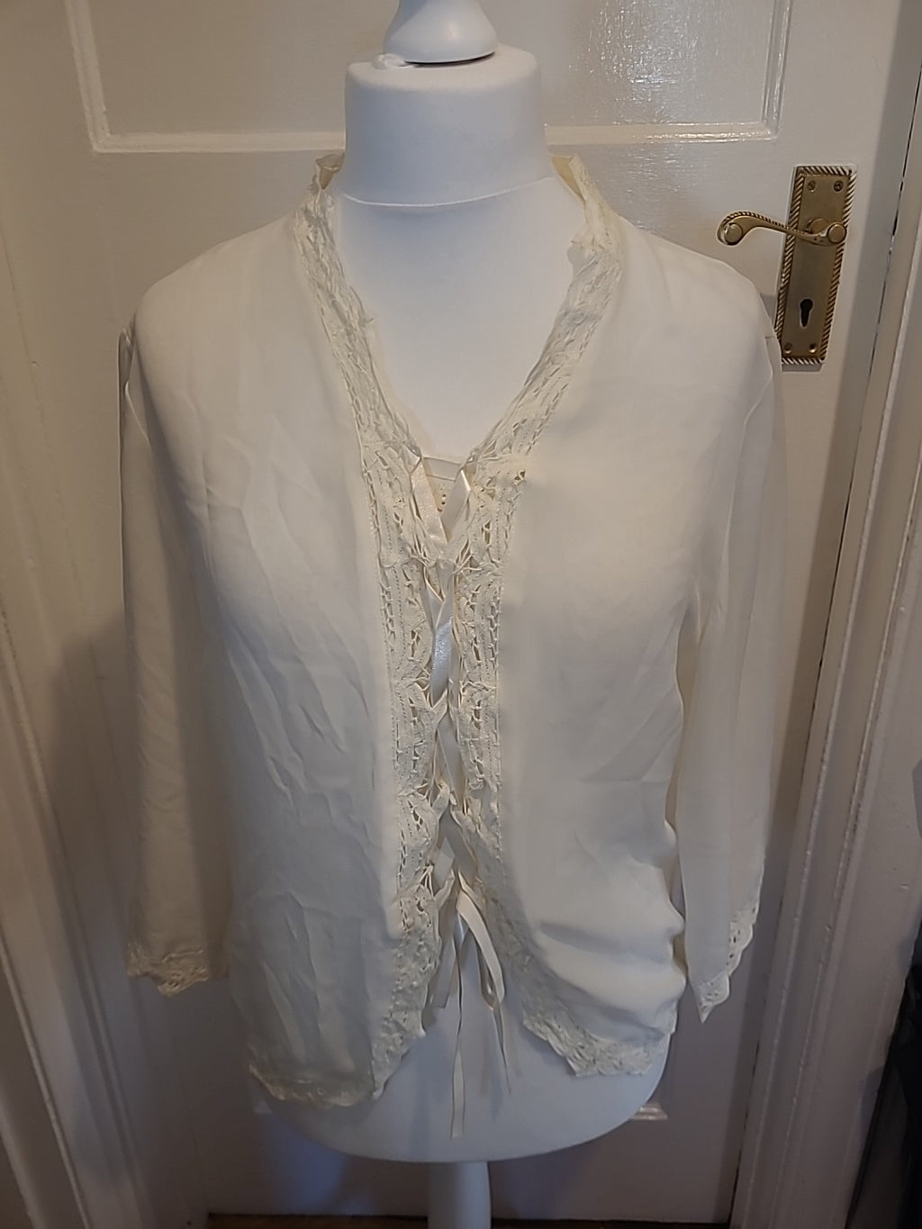 Ladies Size Euro 38 Ivory Long Sleeved Blouse