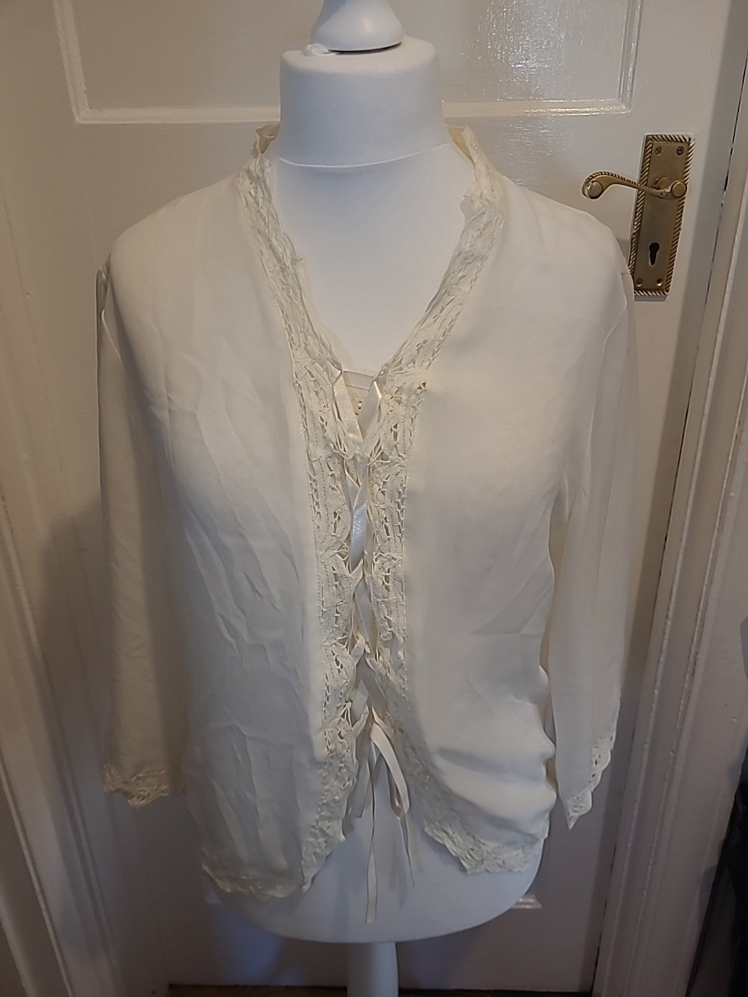 Ladies Size Euro 38 Ivory Long Sleeved Blouse